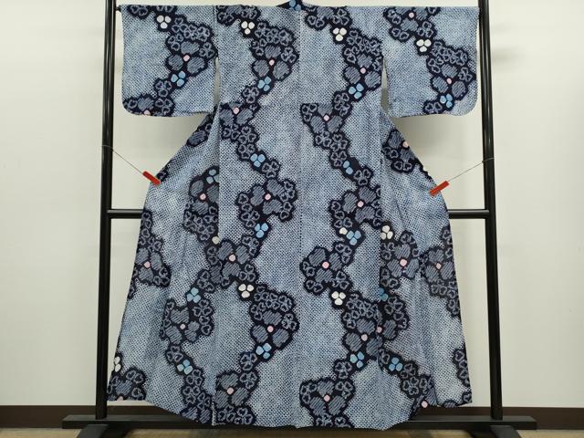 平和屋着物∴夏物　浴衣　有松鳴海絞り　舞花文　綿　逸品　CABK6500ze