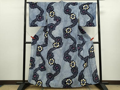 平和屋着物∴夏物　浴衣　有松鳴海絞り　舞花文　綿　逸品　CABK6501ze