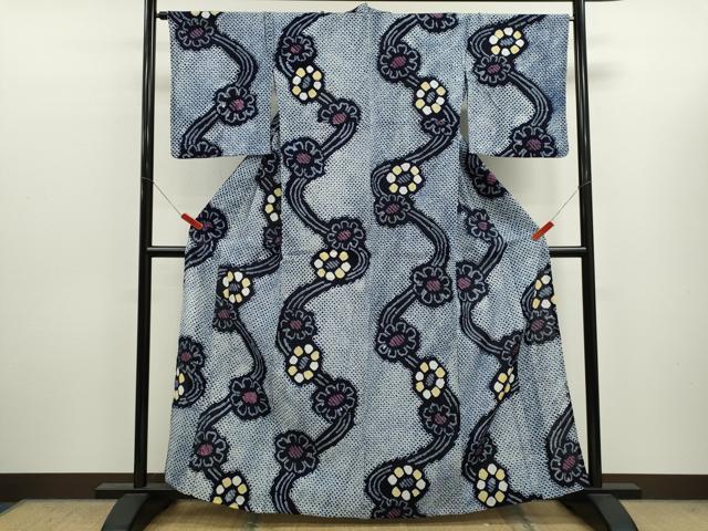 平和屋着物∴夏物　浴衣　有松鳴海絞り　舞花文　綿　逸品　CABK6501ze
