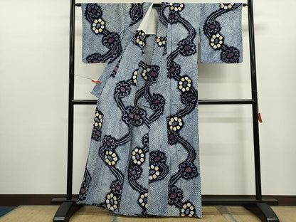 平和屋着物∴夏物　浴衣　有松鳴海絞り　舞花文　綿　逸品　CABK6501ze