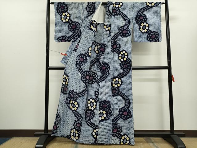 平和屋着物∴夏物　浴衣　有松鳴海絞り　舞花文　綿　逸品　CABK6501ze
