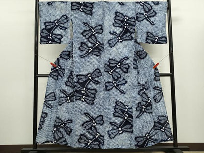 平和屋着物∴夏物　浴衣　有松鳴海絞り　トンボ　綿　逸品　CABK6502ze