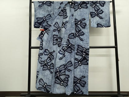 平和屋着物∴夏物　浴衣　有松鳴海絞り　トンボ　綿　逸品　CABK6502ze