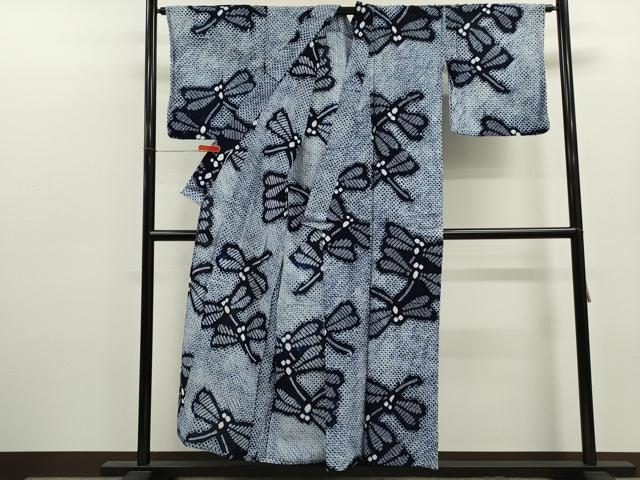 平和屋着物∴夏物　浴衣　有松鳴海絞り　トンボ　綿　逸品　CABK6502ze