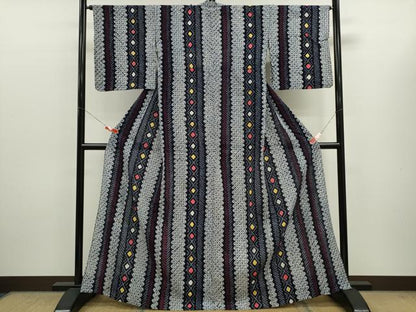 平和屋着物∴夏物　浴衣　有松鳴海絞り　菱間道　綿　逸品　CABK6505ze