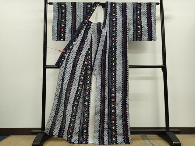 平和屋着物∴夏物　浴衣　有松鳴海絞り　菱間道　綿　逸品　CABK6505ze