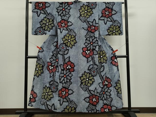 平和屋着物∴夏物　浴衣　有松鳴海絞り　枝花文　綿　逸品　CABK6506ze