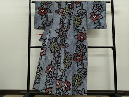 平和屋着物∴夏物　浴衣　有松鳴海絞り　枝花文　綿　逸品　CABK6506ze