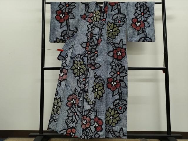 平和屋着物∴夏物　浴衣　有松鳴海絞り　枝花文　綿　逸品　CABK6506ze
