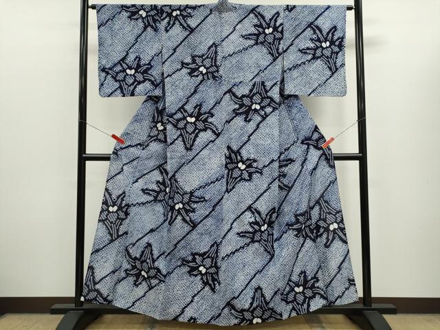平和屋着物∴夏物　浴衣　有松鳴海絞り　燕子花　綿　逸品　CABK6508ze