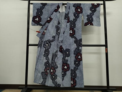 平和屋着物∴夏物　浴衣　有松鳴海絞り　草花文　綿　逸品　CABK6512ze