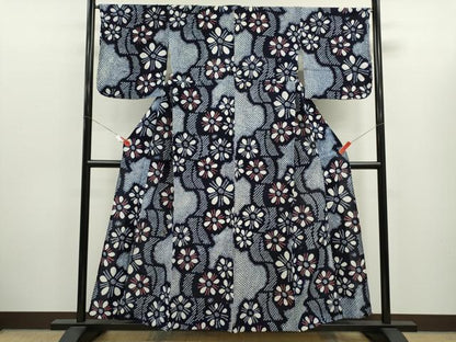平和屋着物∴夏物　浴衣　有松鳴海絞り　舞花文　綿　逸品　CABK6513ze
