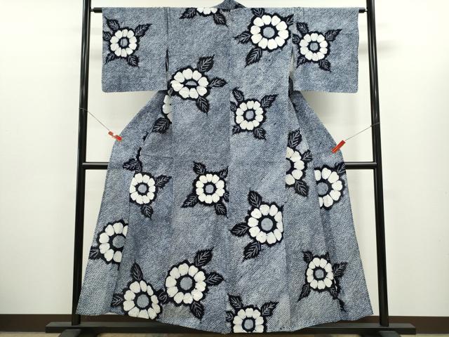 平和屋着物∴夏物　浴衣　有松鳴海絞り　草花文　綿　逸品　CABK6514ze