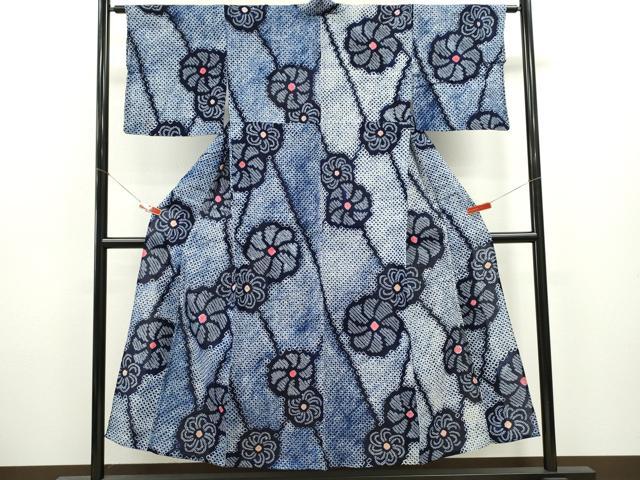 平和屋着物∴夏物　浴衣　有松鳴海絞り　舞花文　綿　逸品　CABK6515ze
