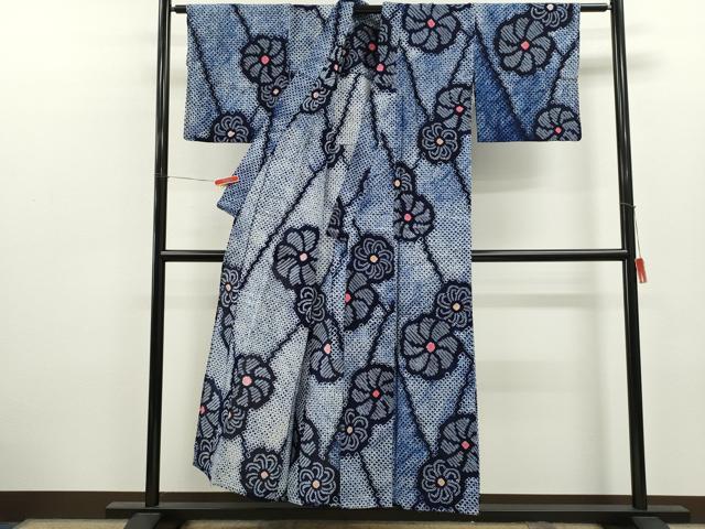 平和屋着物∴夏物　浴衣　有松鳴海絞り　舞花文　綿　逸品　CABK6515ze