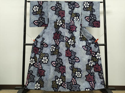 平和屋着物∴夏物　浴衣　有松鳴海絞り　花唐草文　綿　逸品　CABK6516ze
