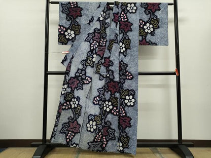 平和屋着物∴夏物　浴衣　有松鳴海絞り　花唐草文　綿　逸品　CABK6516ze
