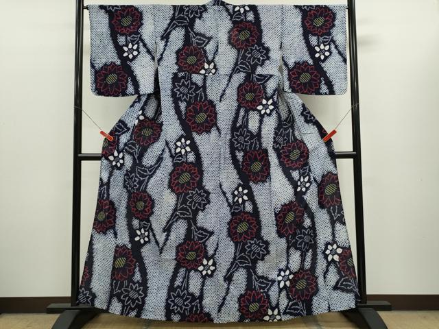平和屋着物∴夏物　浴衣　有松鳴海絞り　枝花文　綿　逸品　CABK6520ze