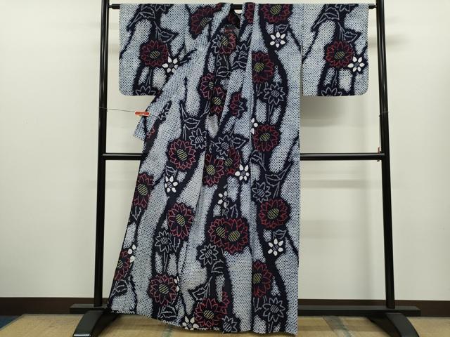 平和屋着物∴夏物　浴衣　有松鳴海絞り　枝花文　綿　逸品　CABK6520ze