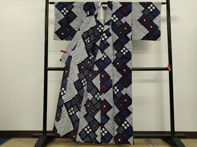平和屋着物∴夏物　浴衣　有松鳴海絞り　菱花文　綿　逸品　CABK6522ze