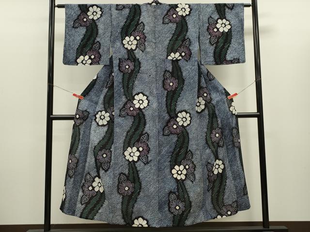 平和屋着物∴夏物　浴衣　有松鳴海絞り　草花文　綿　逸品　CABK6524ze