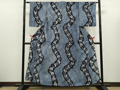 平和屋着物∴夏物　浴衣　有松鳴海絞り　舞花文　綿　逸品　CABK6526ze