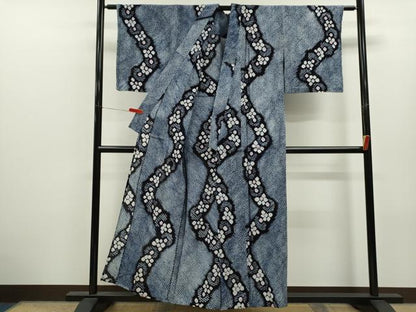 平和屋着物∴夏物　浴衣　有松鳴海絞り　舞花文　綿　逸品　CABK6526ze