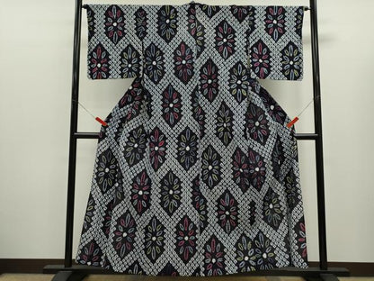 平和屋着物∴夏物　浴衣　有松鳴海絞り　菱花文　綿　逸品　CABK6529ze