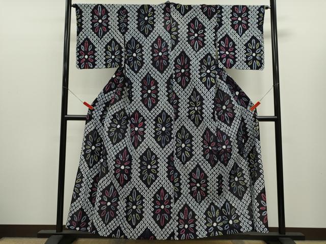平和屋着物∴夏物　浴衣　有松鳴海絞り　菱花文　綿　逸品　CABK6529ze