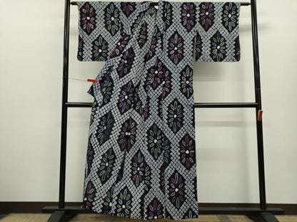 平和屋着物∴夏物　浴衣　有松鳴海絞り　菱花文　綿　逸品　CABK6529ze