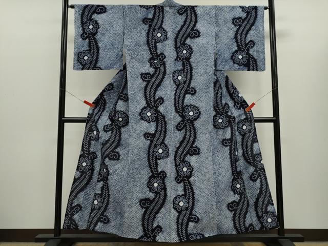 平和屋着物∴夏物　浴衣　有松鳴海絞り　花唐草文　綿　逸品　CABK6530ze