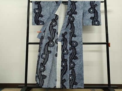 平和屋着物∴夏物　浴衣　有松鳴海絞り　花唐草文　綿　逸品　CABK6530ze