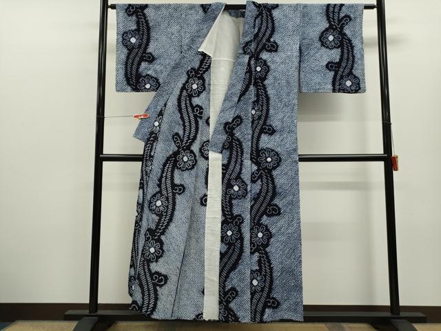 平和屋着物∴夏物　浴衣　有松鳴海絞り　花唐草文　綿　逸品　CABK6530ze
