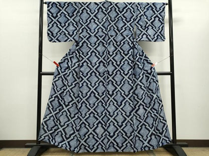 平和屋着物∴夏物　浴衣　有松鳴海絞り　松皮菱　綿　逸品　CABK6532ze