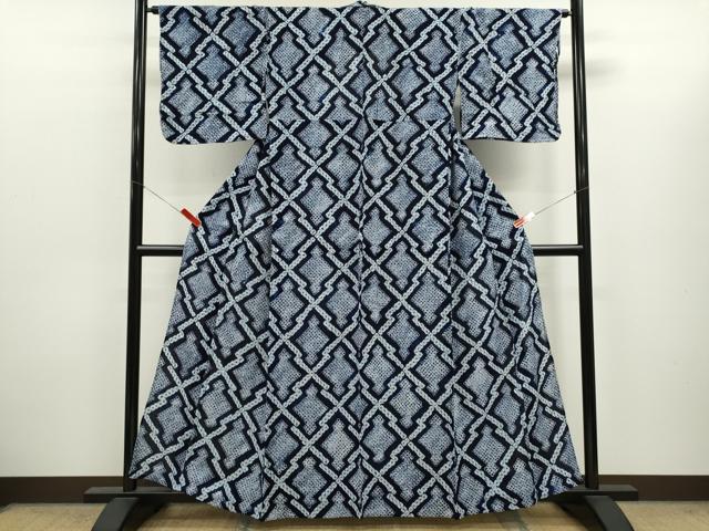 平和屋着物∴夏物　浴衣　有松鳴海絞り　松皮菱　綿　逸品　CABK6532ze