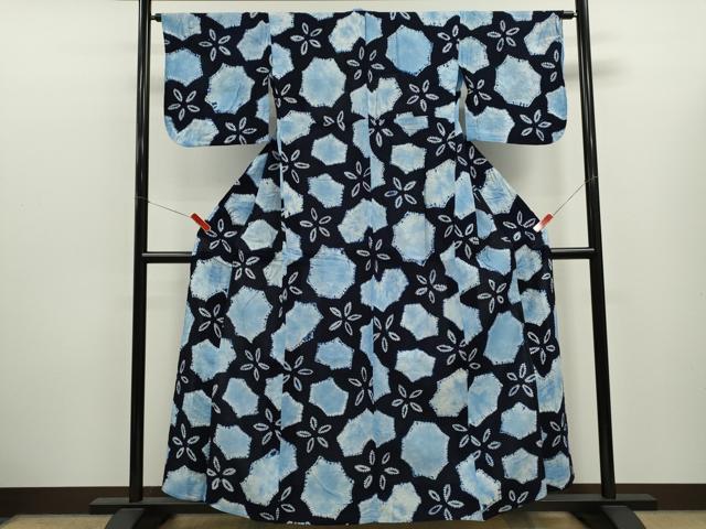 平和屋着物∴夏物　浴衣　有松鳴海絞り　舞花文　綿　逸品　CABK6533ze