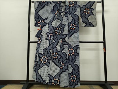 平和屋着物∴夏物　浴衣　有松鳴海絞り　舞花文　綿　逸品　CABK6534ze