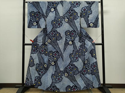 平和屋着物∴夏物　浴衣　有松鳴海絞り　草花文　綿　逸品　CABK6535ze