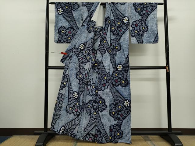 平和屋着物∴夏物　浴衣　有松鳴海絞り　草花文　綿　逸品　CABK6535ze