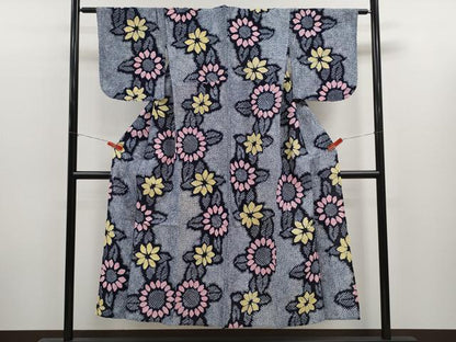平和屋着物∴夏物　浴衣　有松鳴海絞り　草花文　綿　逸品　CABK6536ze