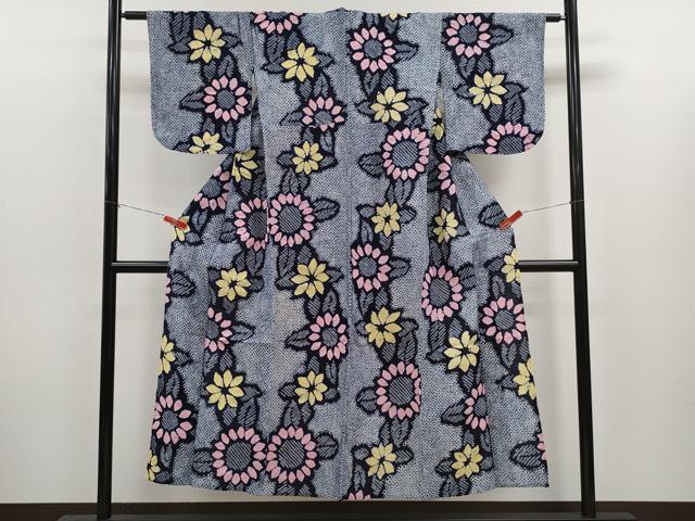平和屋着物∴夏物　浴衣　有松鳴海絞り　草花文　綿　逸品　CABK6536ze
