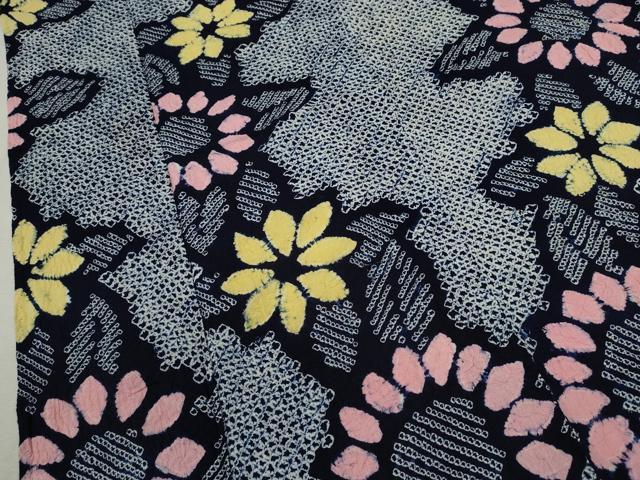 平和屋着物∴夏物　浴衣　有松鳴海絞り　草花文　綿　逸品　CABK6536ze