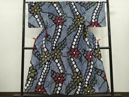 平和屋着物∴夏物　浴衣　有松鳴海絞り　舞花文　綿　逸品　CABK6537ze