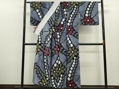 平和屋着物∴夏物　浴衣　有松鳴海絞り　舞花文　綿　逸品　CABK6537ze