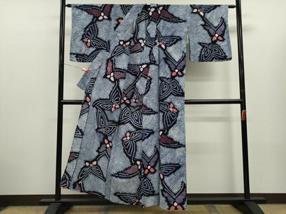 平和屋着物∴夏物　浴衣　有松鳴海絞り　舞蝶文　綿　逸品　CABK6538ze
