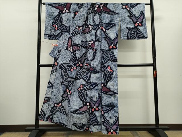 平和屋着物∴夏物　浴衣　有松鳴海絞り　舞蝶文　綿　逸品　CABK6538ze