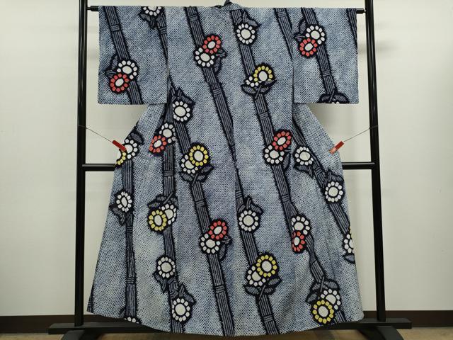 平和屋着物∴夏物　浴衣　有松鳴海絞り　枝花文　綿　逸品　CABK6539ze