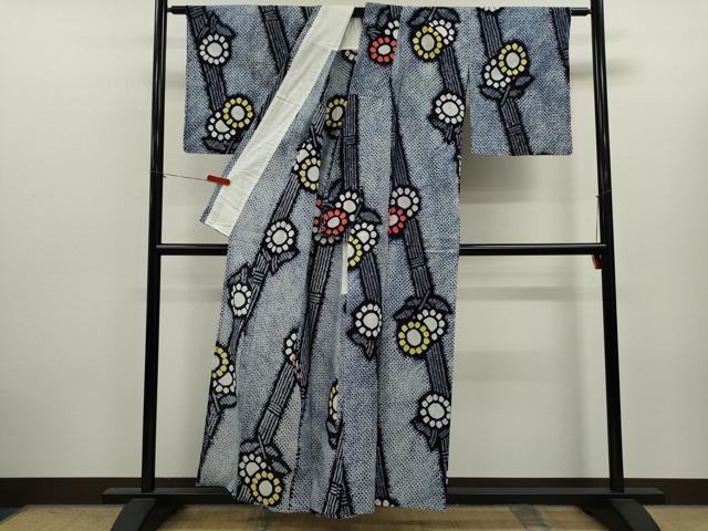 平和屋着物∴夏物　浴衣　有松鳴海絞り　枝花文　綿　逸品　CABK6539ze