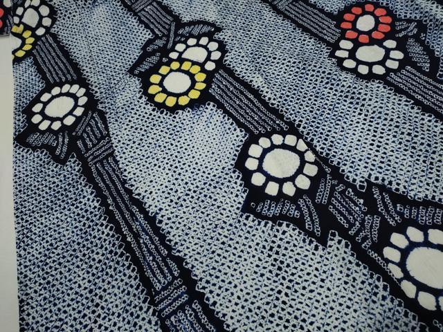 平和屋着物∴夏物　浴衣　有松鳴海絞り　枝花文　綿　逸品　CABK6539ze