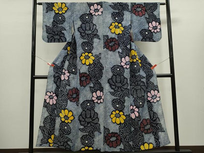平和屋着物∴夏物　浴衣　有松鳴海絞り　舞花文　綿　逸品　CABK6541ze